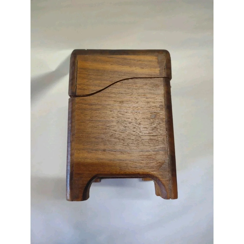 Vintage Wooden Recipe Box No Recipes Thick Wood Country Kitchen Decor
